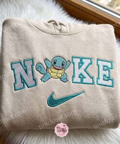 Squirtle Pokemon Embroidered Shirt, Anime Gamer Gift, Long Distance Relationship Gift, Cute Matching Hoodies for Couples