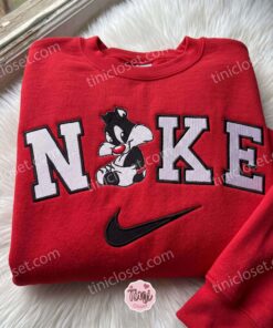 Sylvester the Cat Embroidered Shirt, Looney Tunes and Merrie Melodies Embroidered T shirt, Cartoon Characters Embroidered Sweatshirt, Galentine Gift Ideas (3)