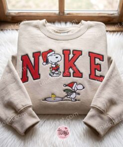 Snoopy Sledding Embroidered Sweatshirt, Cozy Gifts For Girlfriend, Boyfriend Hoodie Gift, Christmas Gifts for Family (1)
