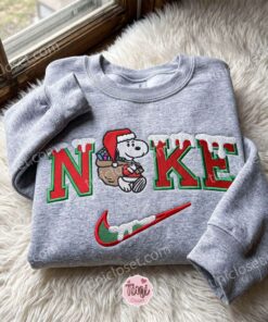 Snoopy Santa Embroidered Sweatshirt, Christmas Embroidered Shirt, Cozy Gifts For G (3)