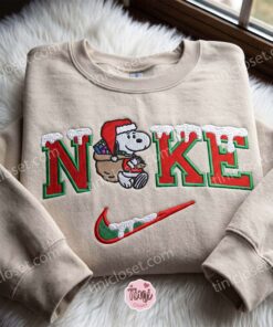 Snoopy Santa Embroidered Sweatshirt, Christmas Embroidered Shirt, Cozy Gifts For G