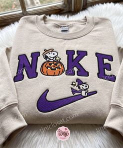 Snoopy Woodstock Pumpkin Halloween Embroidered Sweatshirt, Spooky Season Embroidered Crewneck, Cozy Gifts For Girlfriend, Just Because Gift For Him (2)