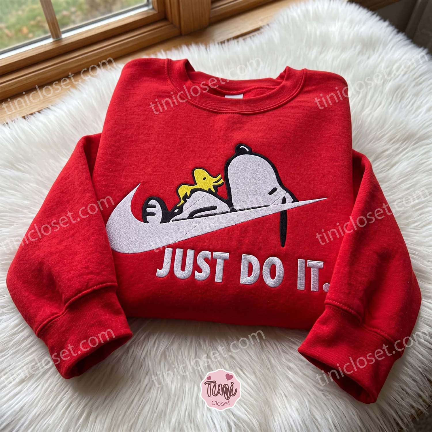 Snoopy And Woodstock Just Do It Embroidered Sweatshirt, Just Because Gift For Him, Cozy Gifts For Girlfriend Snoopy And Woodstock Just Do It Embroidered Sweatshirt, Just Because Gift For Him, Cozy Gifts For Girlfriend