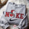 Snoopy Santa Embroidered Hoodie, Christmas Embroidered Shirt, Cozy Gifts For Girlfriend, Boyfriend Sweatshirt Gift