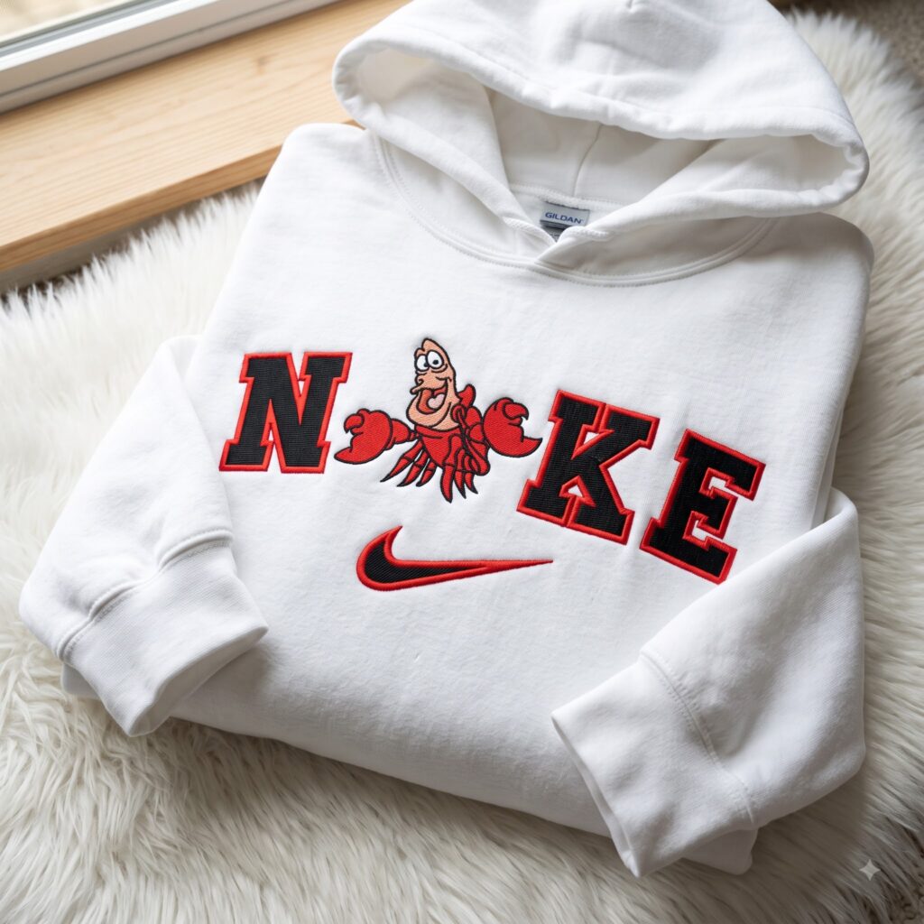 Sebastian Crab The Little Mermaid Embroidered Shirt, Disney Embroidered Sweatshirt, Cartoon Embroidered Hoodie