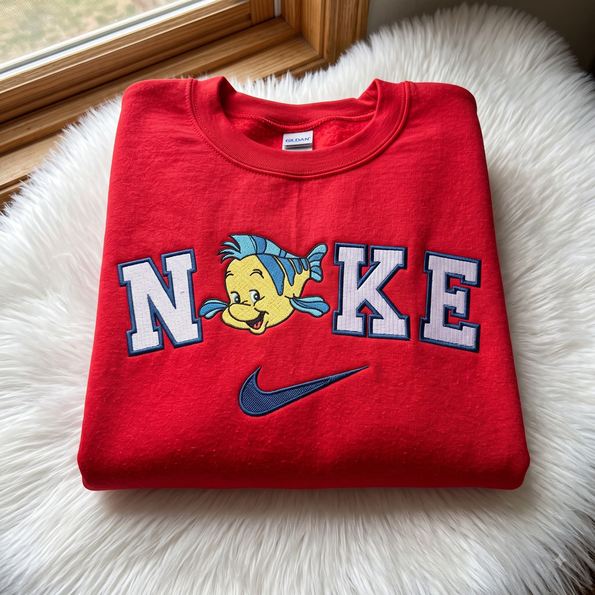 Flounder The Little Mermaid Embroidered Sweatshirt, Disney Embroidered Shirt, Cozy Gifts For Girlfriend Flounder The Little Mermaid Embroidered Sweatshirt, Disney Embroidered Shirt, Cozy Gifts For Girlfriend