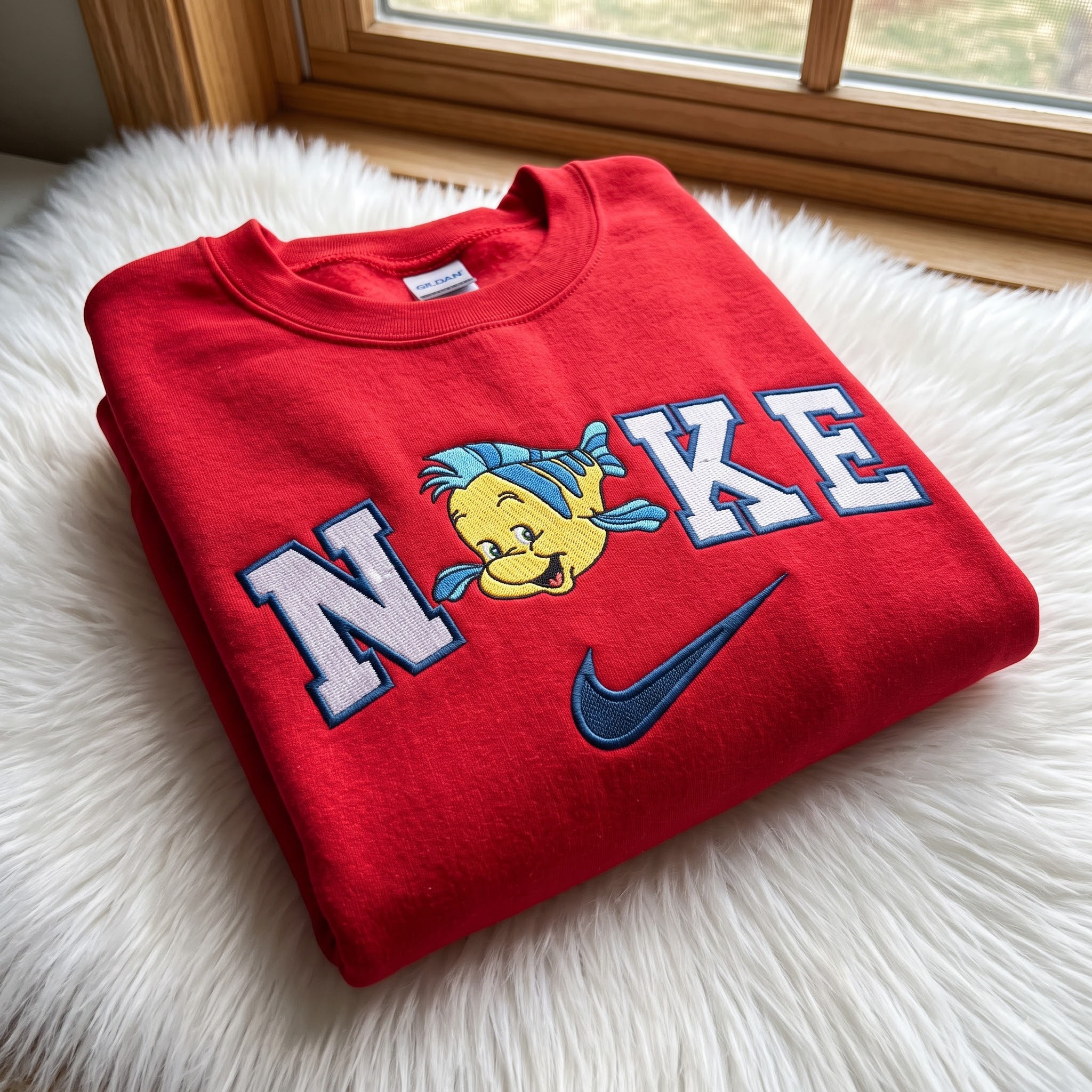 Flounder The Little Mermaid Embroidered Sweatshirt, Disney Embroidered Shirt, Cozy Gifts For Girlfriend Flounder The Little Mermaid Embroidered Sweatshirt, Disney Embroidered Shirt, Cozy Gifts For Girlfriend
