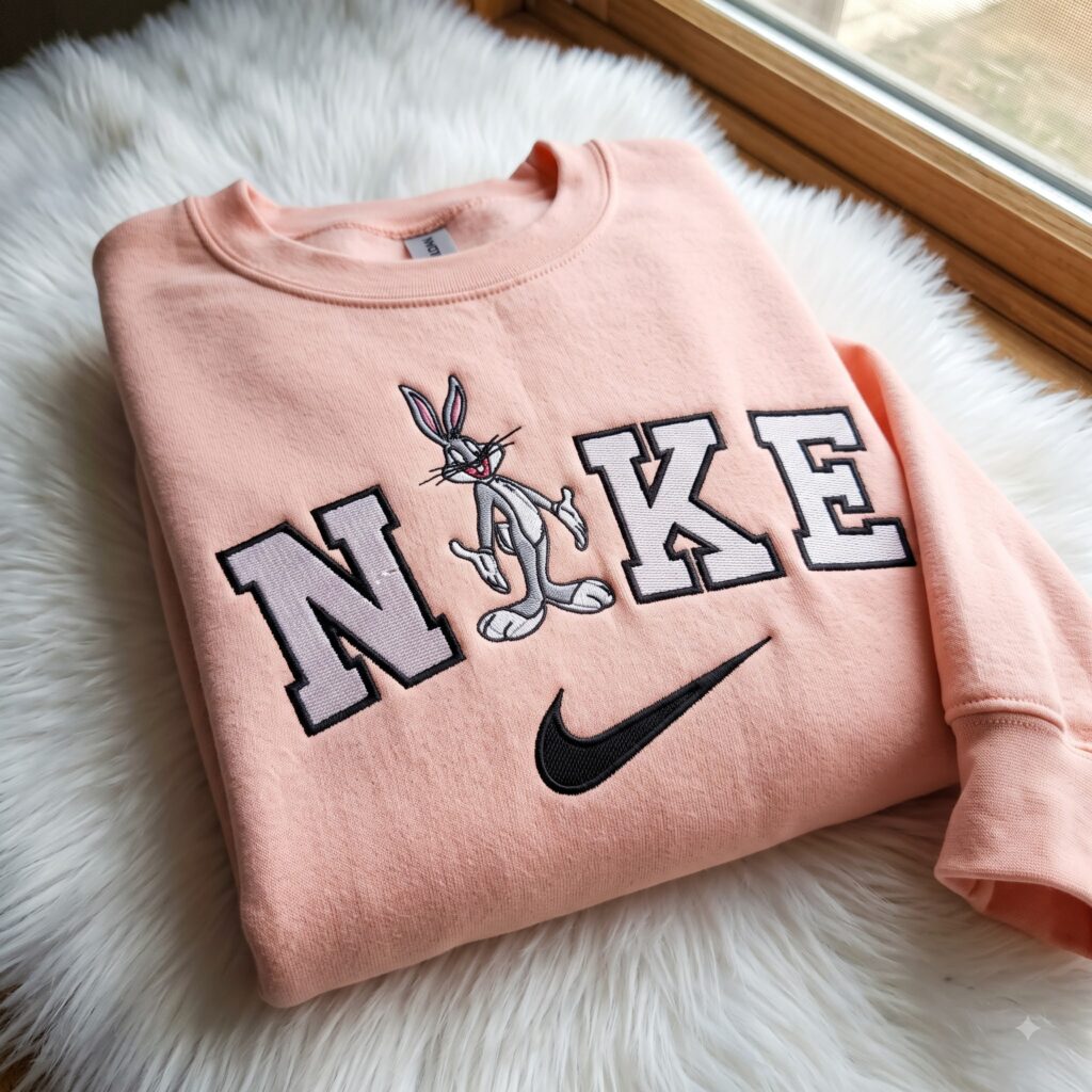 Bugs Bunny Looney Tunes Embroidered Shirt, Cartoon Embroidered Sweatshirt, Oversized Hoodie For Girlfriend, Just Because Gift For Him