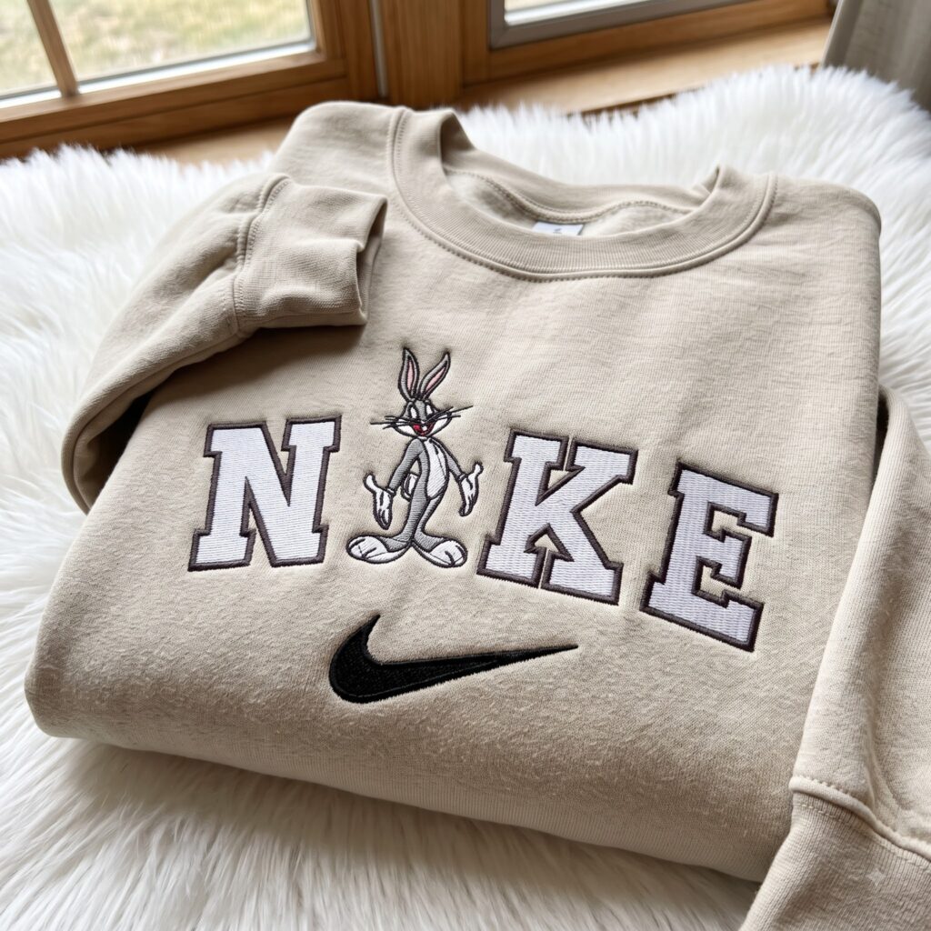 Bugs Bunny Looney Tunes Embroidered Shirt, Cartoon Embroidered Sweatshirt, Oversized Hoodie For Girlfriend, Just Because Gift For Him