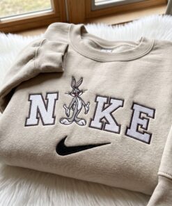 Bugs Bunny Looney Tunes Embroidered Shirt, Cartoon Embroidered Sweatshirt, Oversized Hoodie For Girlfriend, Just Because Gift For Him (3)