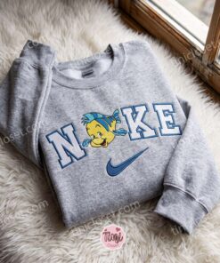 Flounder The Little Mermaid Embroidered Sweatshirt, Disney Embroidered Shirt, Cozy Gifts For Girlfriend (1)