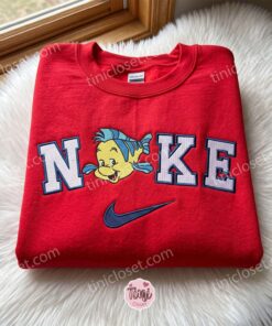 Flounder The Little Mermaid Embroidered Sweatshirt, Disney Embroidered Shirt, Cozy Gifts For Girlfriend