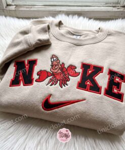 Sebastian Crab The Little Mermaid Embroidered Shirt, Disney Embroidered Sweatshirt, Cartoon Embroidered Hoodie
