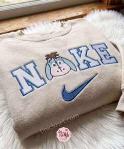 Eeyore Embroidered Sweatshirt, Winnie the Pooh Characters Embroidered Shirt, Cute Cartoon Embroidered Pullover (1)