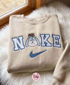 Eeyore Embroidered Sweatshirt, Winnie the Pooh Characters Embroidered Shirt, Cute Cartoon Embroidered Pullover (2)