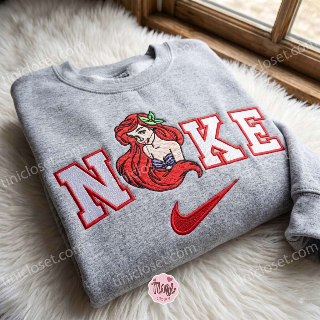 The Little Mermaid Embroidered Sweatshirt, Disney Embroidered Hoodie, Cozy Gifts For Girlfriend The Little Mermaid Embroidered Sweatshirt, Disney Embroidered Hoodie, Cozy Gifts For Girlfriend