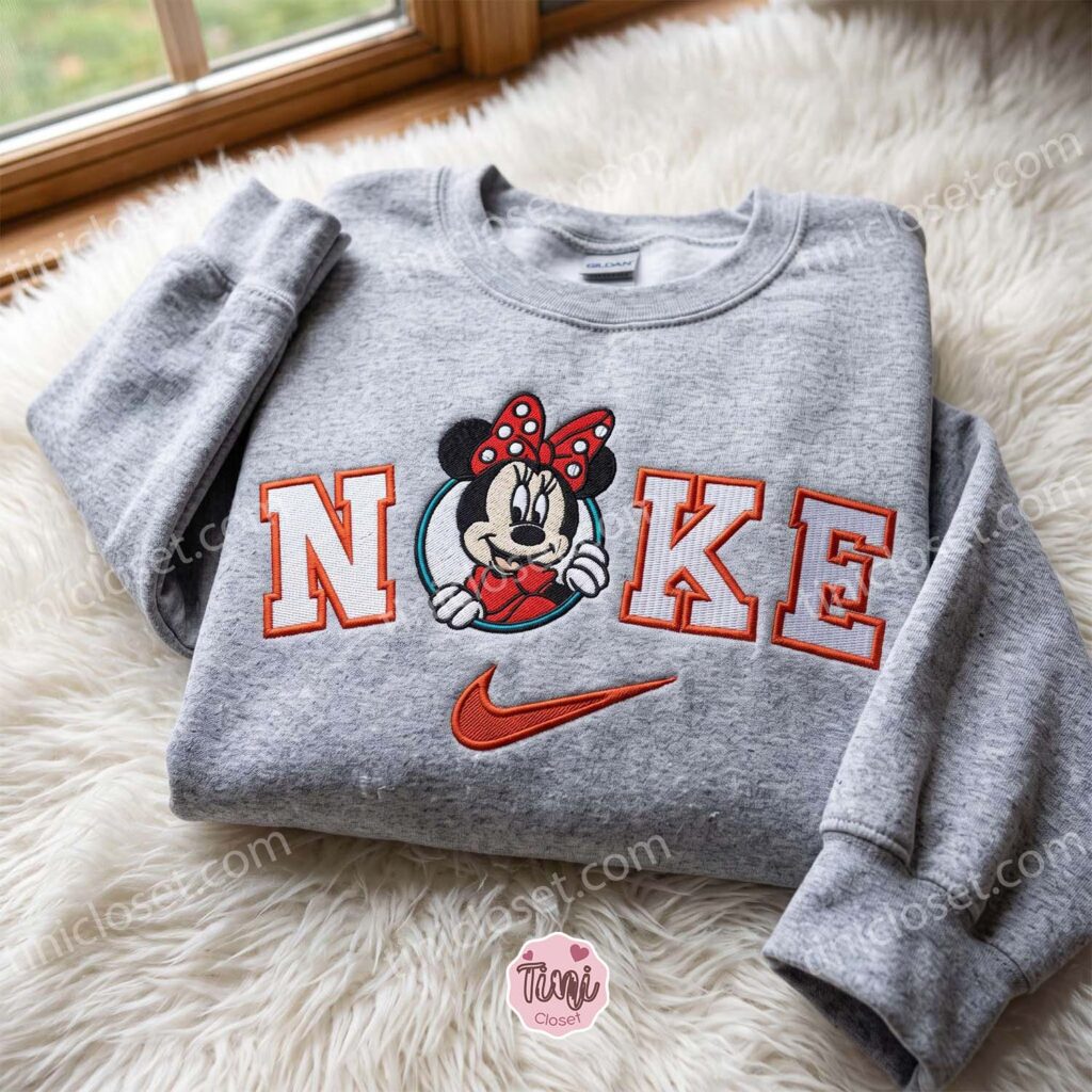 Minnie Mouse Embroidered Crewneck, Disney Characters Embroidered Shirt, The Perfect Cozy Gifts For Girlfriend