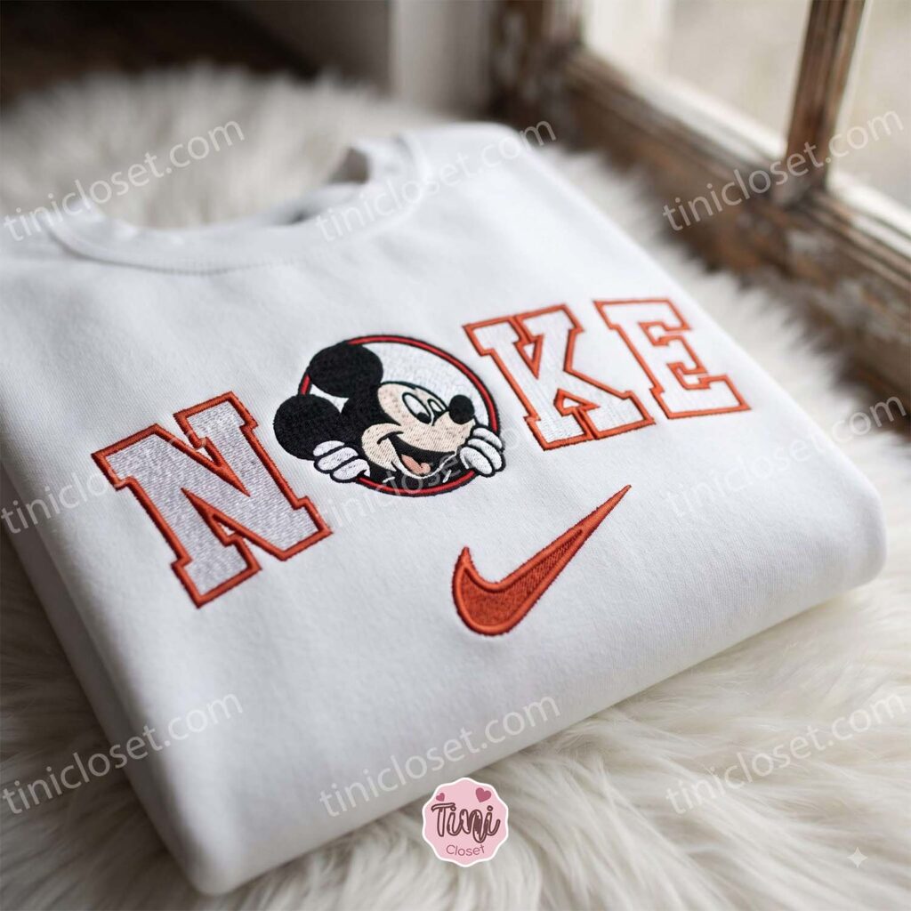 Mickey Mouse Embroidered Crewneck, Disney Characters Embroidered Shirt, The Perfect Cozy Gifts For Boyfriend Mickey Mouse Embroidered Crewneck, Disney Characters Embroidered Shirt, The Perfect Cozy Gifts For Boyfriend