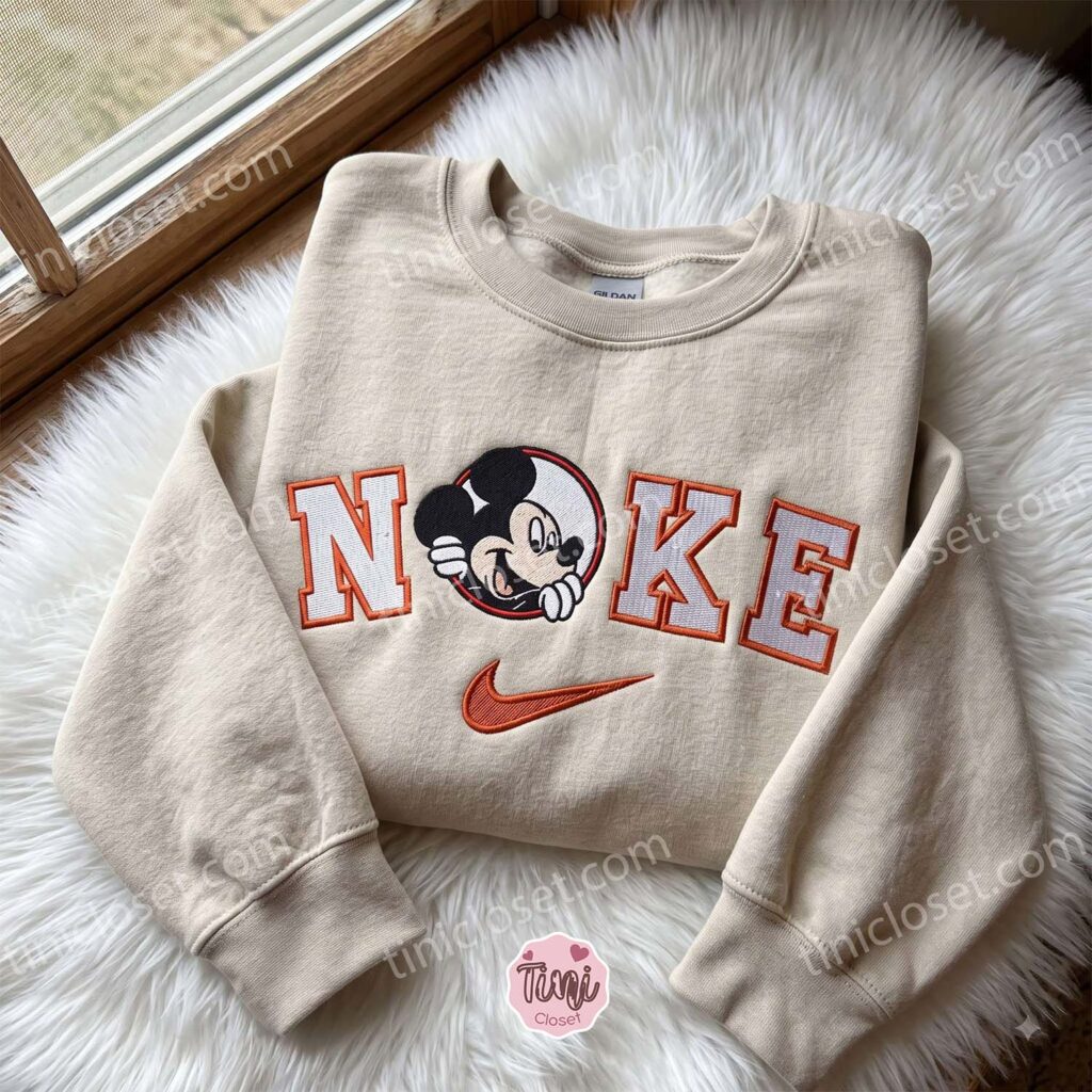 Mickey Mouse Embroidered Crewneck, Disney Characters Embroidered Shirt, The Perfect Cozy Gifts For Boyfriend