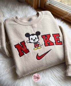 Cute Mickey Embroidered Crewneck, Disney Embroidered Hoodie, Just Because Gift For Him, Cozy Gifts For Girlfriend (2)
