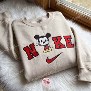Cute Mickey Embroidered Crewneck, Disney Embroidered Hoodie, Just Because Gift For Him, Cozy Gifts For Girlfriend (2)