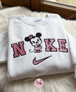 Cute Minnie Embroidered Crewneck, Disney Embroidered Hoodie, Just Because Gift For Him, Cozy Gifts For Girlfriend (1)