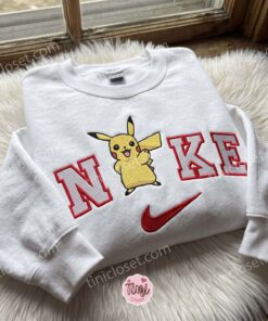 Pikachu Embroidered Crewneck, Pokemon Embroidered Hoodie, Just Because Gift For Him, Cozy Gifts For Girlfriend (1)