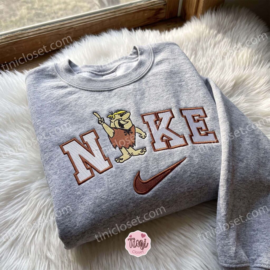 Fred Flintstone from The Flintstones Embroidered Crewneck, Cartoon Embroidered Hoodie, Just Because Gift For Him