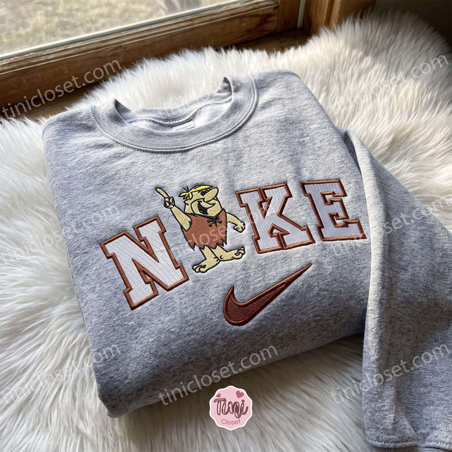 Fred Flintstone from The Flintstones Embroidered Crewneck, Cartoon Embroidered Hoodie, Just Because Gift For Him Fred Flintstone from The Flintstones Embroidered Crewneck, Cartoon Embroidered Hoodie, Just Because Gift For Him