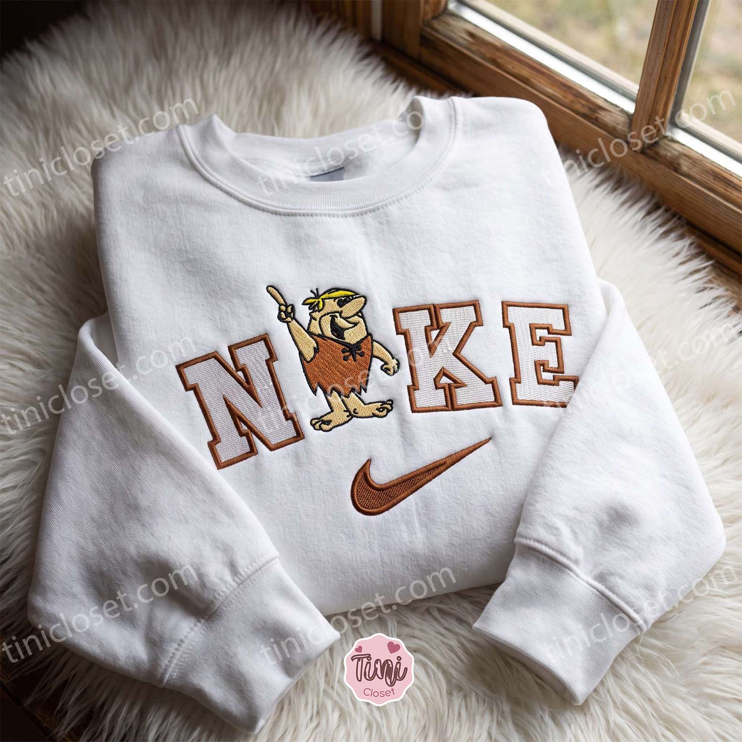 Fred Flintstone from The Flintstones Embroidered Crewneck, Cartoon Embroidered Hoodie, Just Because Gift For Him Fred Flintstone from The Flintstones Embroidered Crewneck, Cartoon Embroidered Hoodie, Just Because Gift For Him