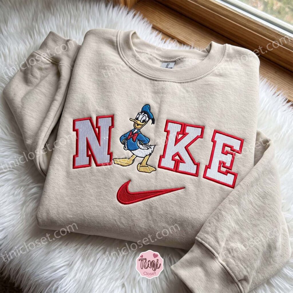 Donald Duck Embroidered Crewneck, Disney Embroidered Hoodie, Just Because Gift For Him, Cozy Gifts For Girlfriend Donald Duck Embroidered Crewneck, Disney Embroidered Hoodie, Just Because Gift For Him, Cozy Gifts For Girlfriend