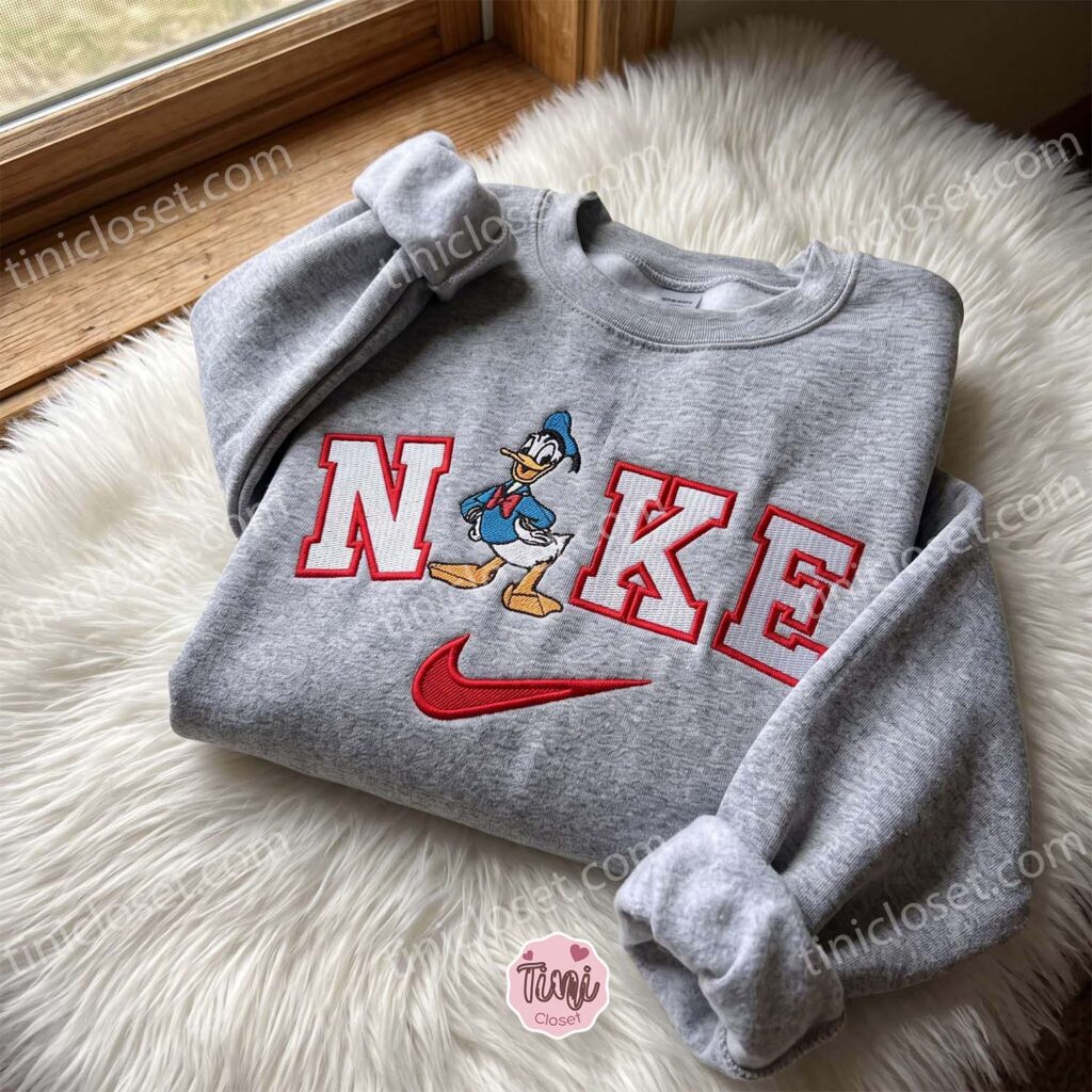Donald Duck Embroidered Crewneck, Disney Embroidered Hoodie, Just Because Gift For Him, Cozy Gifts For Girlfriend