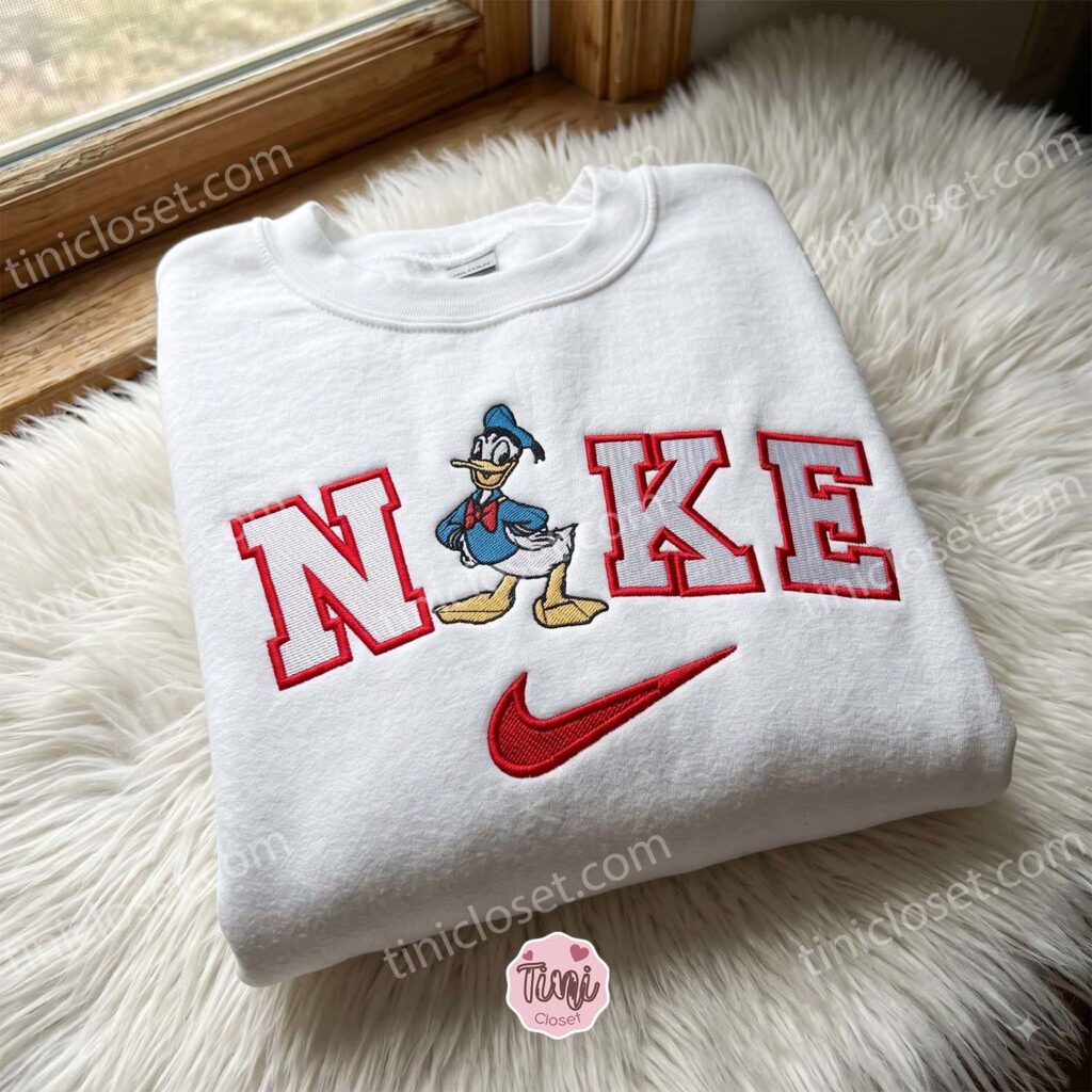 Donald Duck Embroidered Crewneck, Disney Embroidered Hoodie, Just Because Gift For Him, Cozy Gifts For Girlfriend Donald Duck Embroidered Crewneck, Disney Embroidered Hoodie, Just Because Gift For Him, Cozy Gifts For Girlfriend