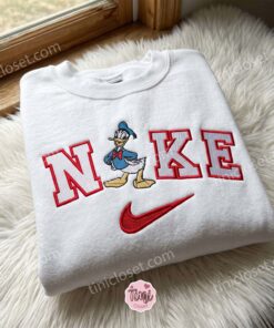 Donald Duck Embroidered Crewneck, Disney Embroidered Hoodie, Just Because Gift For Him, Cozy Gifts For Girlfriend (2)