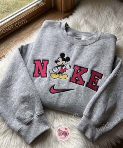 Mickey Embroidered Crewneck, Disney Embroidered Hoodie, Just Because Gift For Him, Cozy Gifts For Girlfriend (1)