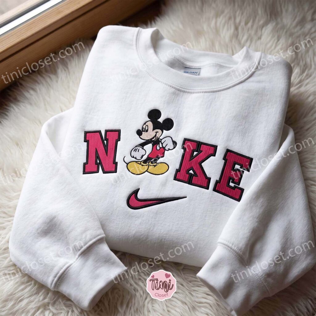 Mickey Embroidered Crewneck, Disney Embroidered Hoodie, Just Because Gift For Him, Cozy Gifts For Girlfriend