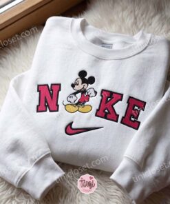 Mickey Embroidered Crewneck, Disney Embroidered Hoodie, Just Because Gift For Him, Cozy Gifts For Girlfriend (3)