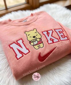 Winnie Pooh Embroidered Crewneck, Disney Embroidered Hoodie, Just Because Gift For Him, Cozy Gifts For Girlfriend (1)