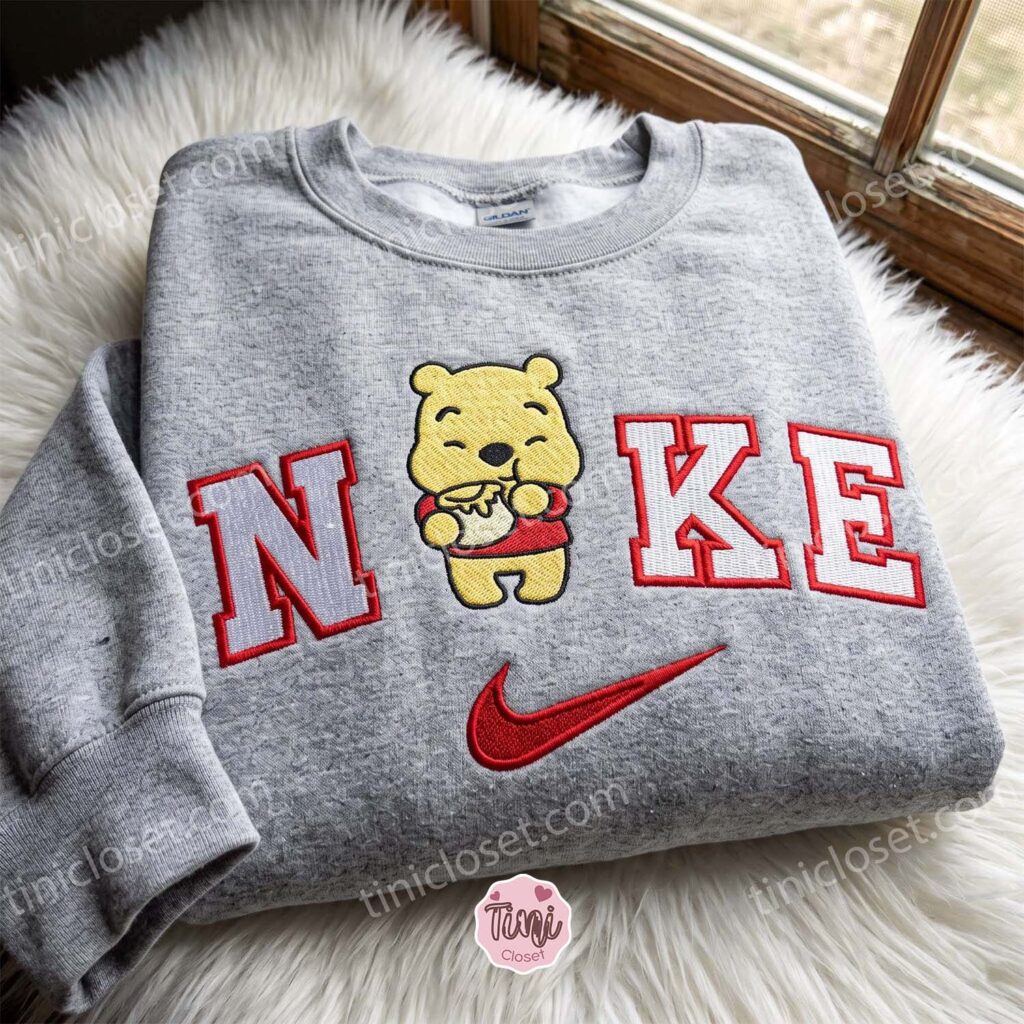 Winnie Pooh Embroidered Crewneck, Disney Embroidered Hoodie, Just Because Gift For Him, Cozy Gifts For Girlfriend Winnie Pooh Embroidered Crewneck, Disney Embroidered Hoodie, Just Because Gift For Him, Cozy Gifts For Girlfriend