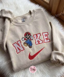 Happy Mario Embroidered Sweatshirt, Video Game Characters Embroidered Hoodie, Just Because Gift For Him (3)