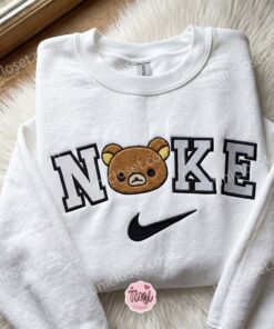 Rilakkuma Bear Embroidered Crewneck, Cartoon Embroidered Hoodie, Just Because Gift For Him, Cozy Gifts For Girlfriend