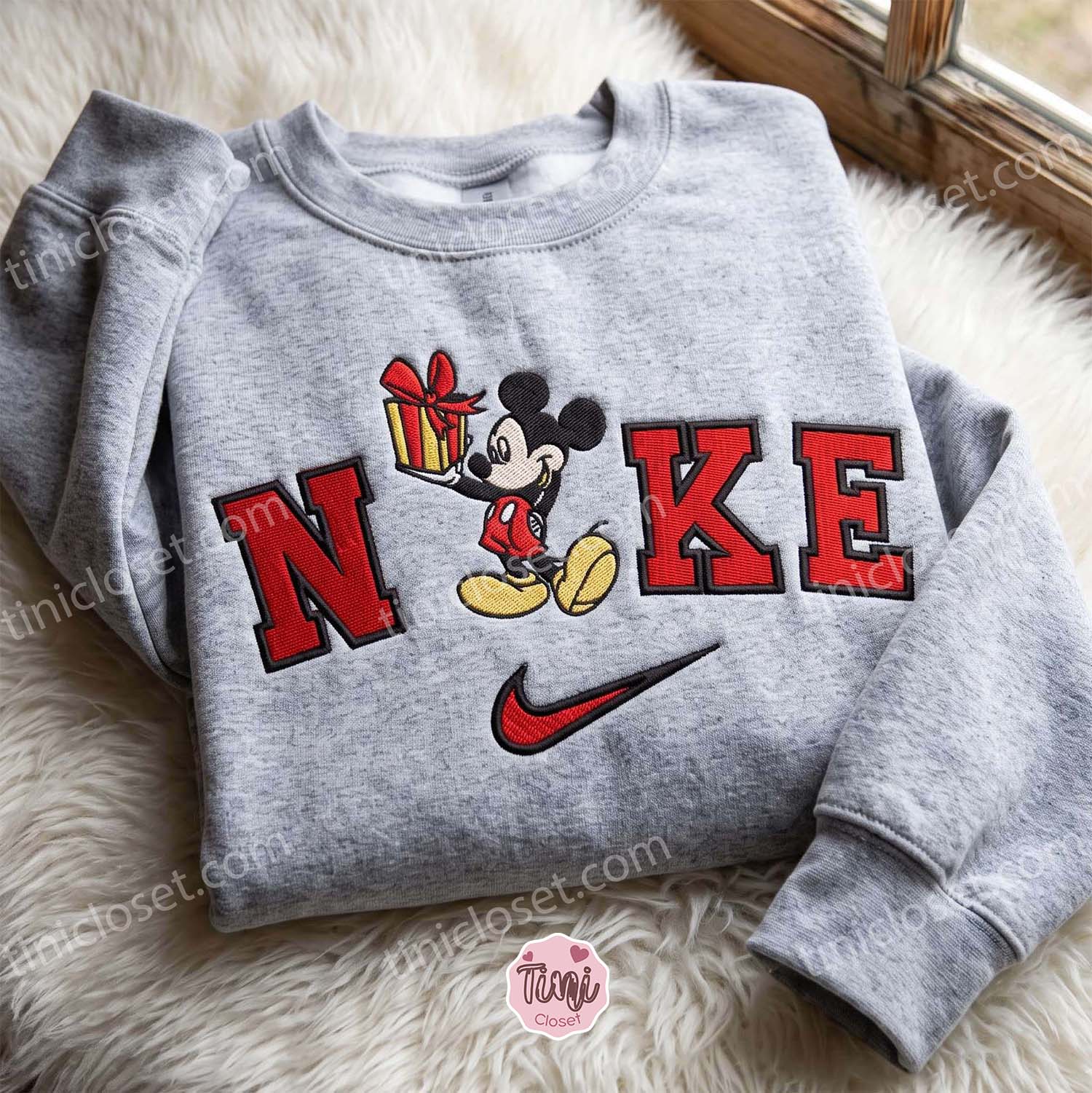 Mickey Mouse Holding A Gift Box Embroidered Sweatshirt, Disney Embroidered Hoodie, Just Because Gift For Him, Cozy Gifts For Girlfriend Mickey Mouse Holding A Gift Box Embroidered Sweatshirt, Disney Embroidered Hoodie, Just Because Gift For Him, Cozy Gifts For Girlfriend