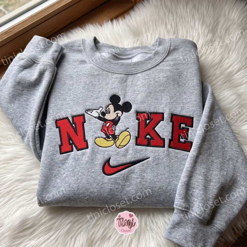Mickey Embroidered Hoodie, Disney Embroidered Sweatshirt, Just Because Gift For Him, Cozy Gifts For Girlfriend
