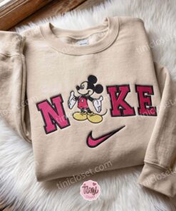 Disney Mickey Embroidered Hoodie, Cartoon Embroidered Sweatshirt, Just Because Gift For Him, Cozy Gifts For Girlfriend (1)