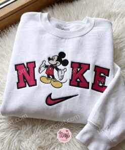 Disney Mickey Embroidered Hoodie, Cartoon Embroidered Sweatshirt, Just Because Gift For Him, Cozy Gifts For Girlfriend