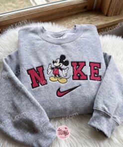 Disney Mickey Embroidered Hoodie, Cartoon Embroidered Sweatshirt, Just Because Gift For Him, Cozy Gifts For Girlfriend (3)