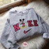 Disney Mickey Embroidered T-shirt, Cartoon Embroidered Hoodie, Just Because Gift For Him, Cozy Gifts For Girlfriend