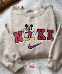 Disney Mickey Embroidered T shirt, Cartoon Embroidered Hoodie, Just Because Gift For Him, Cozy Gifts For Girlfriend (2)