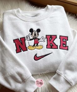 Disney Mickey Embroidered T shirt, Cartoon Embroidered Hoodie, Just Because Gift For Him, Cozy Gifts For Girlfriend (3)