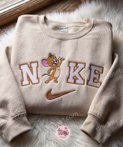 Jerry Embroidered Sweatshirt, Cartoon Embroidered Hoodie, Just Because Gift For Him, Cozy Gifts For Girlfriend (2)